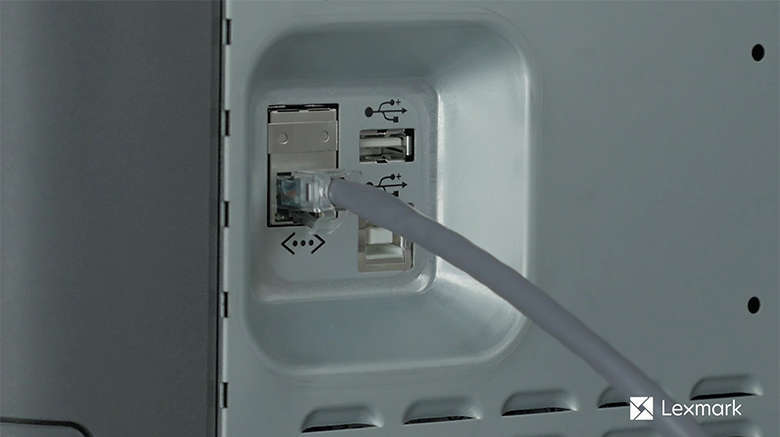 Connect the cables, and then turn on the printer