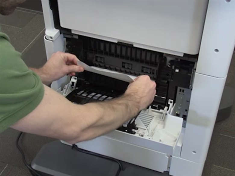 Remove jams from inside the upper rear door