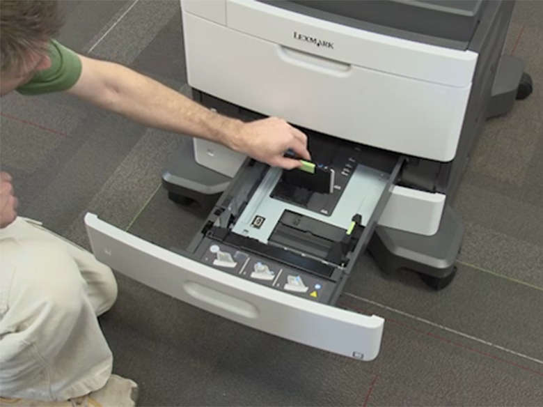 Open and adjust tray 1