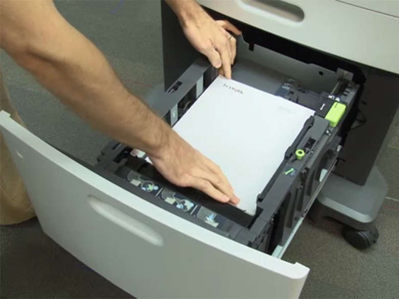 Load the high capacity feeder for two-sided (duplex) printing ‑ without a stapler