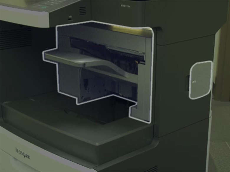 Load the high capacity feeder for one‑ or two‑sided printing ‑ with a stapler